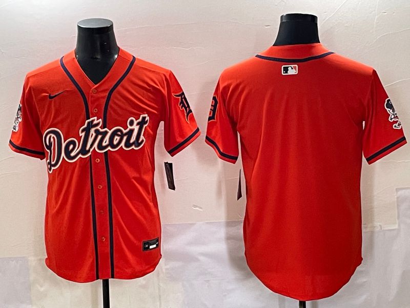 Men 2025 Detroit Tigers Blank Orange Fashion Nike MLB Jersey style 7151